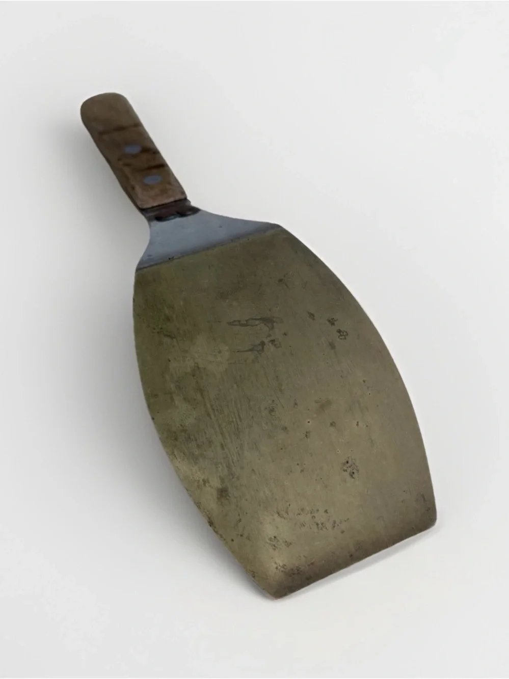 Vintage Mid Century Japanese Stainless Steel Angled Serving Spatula Wood Handle
